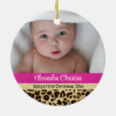 Foto Leopard Dubbelzijdig 2 Afbeelding Baby eerst Keramisch Ornament (Achterkant)