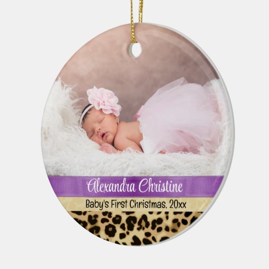 Foto Leopard Dubbelzijdig 2 Afbeelding Baby eerst Keramisch Ornament (Links)