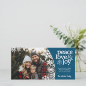 Foto - Let it Sneeuwt - Blue white Feestdagenkaart (Staand voorkant)