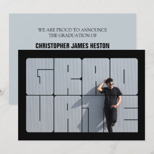 Foto Lettering Blue Afstuderen Ceremony Kaart