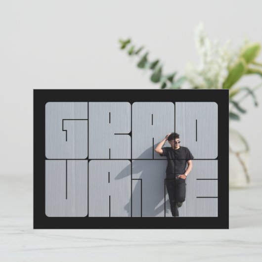 Foto Lettering Red Afstuderen Ceremony Kaart (Staand voorkant)