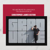 Foto Lettering Red Afstuderen Ceremony Kaart (Voorkant / Achterkant)