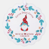 Foto Leuke Gnome Sweet Gnome Elf Bloemenkrans Scha Ornament Kaart (Voorkant)