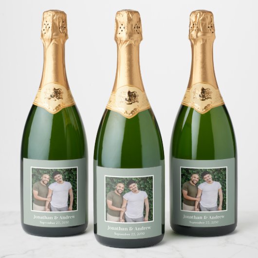 Foto LGBTQ Bruiloft Sparkling Wijnetiket (Flessen)