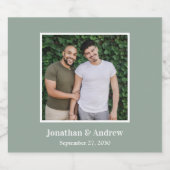 Foto LGBTQ Bruiloft Sparkling Wijnetiket (Enkel label)