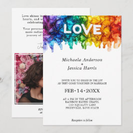 🌈 Foto LGBTQ geschilderd met liefde bruiloft Kaart
