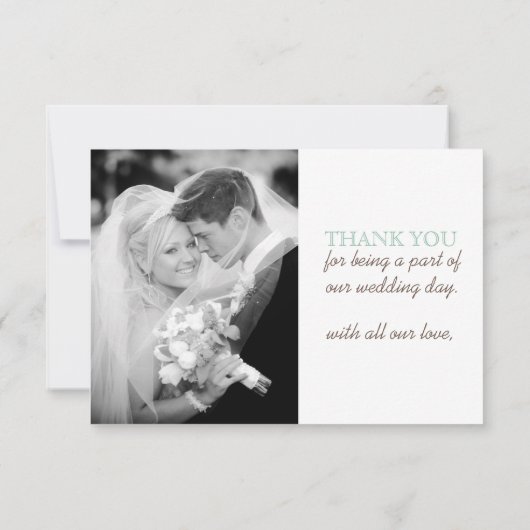 Foto: Licht Jade Patroon & Monogram Bedankkaart (Achterkant)