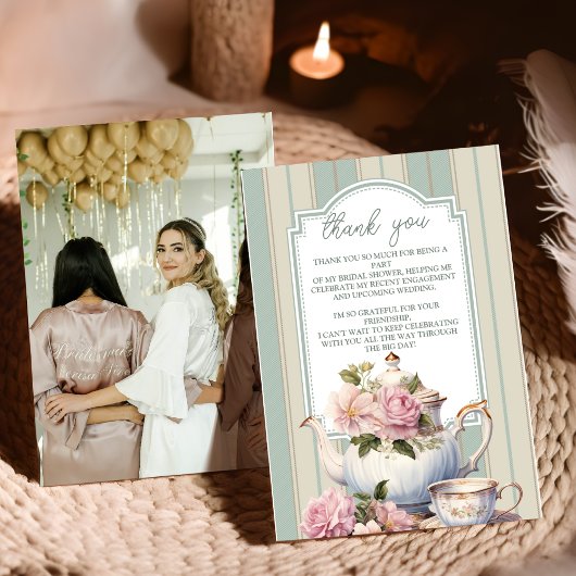 Foto Liefde Broeit Thee Party Bruiloftsborrel Bedankkaart