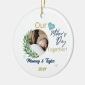 Foto lijst, blauw, Onze Eerste Moederdag Samen Keramisch Ornament (Links)