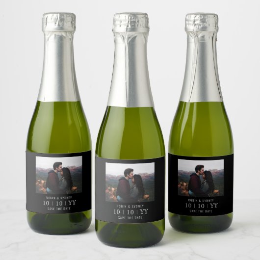 Foto Lijst | De datum opslaan | Mini-label L Zwart Sparkling Wijnetiket (Flessen)