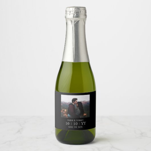 Foto Lijst | De datum opslaan | Mini-label L Zwart Sparkling Wijnetiket (Voorkant)