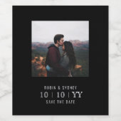 Foto Lijst | De datum opslaan | Wijnetiket | Zwart Wijn Etiket (Enkel label)