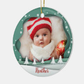 Foto Lijst eerste kerstmis als grootouders Keramisch Ornament (Links)