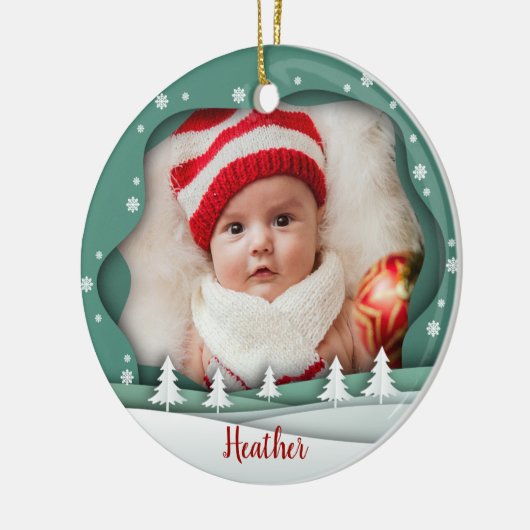 Foto Lijst eerste kerstmis als grootouders Keramisch Ornament (Links)