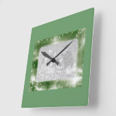 Foto Lijst Green Sparkles Wall Clock Vierkante Klok (Hoek)
