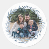 Foto Lijst Hanukkah Blue Wreath Ronde Sticker (Voorkant)