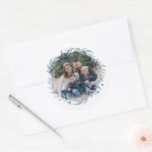 Foto Lijst Hanukkah Blue Wreath Ronde Sticker (Envelop)
