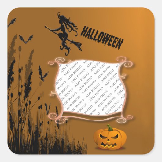 Foto Lijst, heks, Jack o' Lantern Sticker (Voorkant)