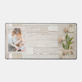 Foto Lijst & Lint Wrapped Flowers op Wit Hout Bureaumat (Voorkant)