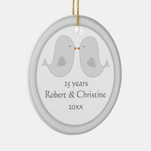 Foto Lijst Lovevogels Jubileum Keramisch Ornament (Rechts)