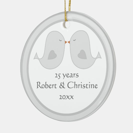 Foto Lijst Lovevogels Jubileum Keramisch Ornament (Links)