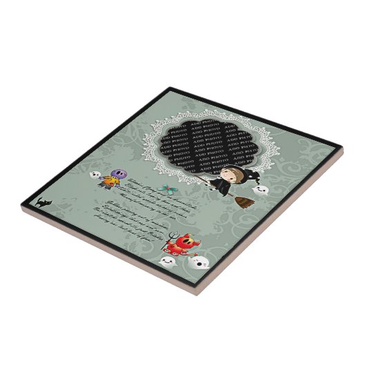 Foto Lijst met heks, monsters, Ghost, Cat Tegeltje (Zijkant)