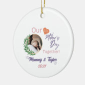 Foto Lijst, paarse onze eerste Moederdag samen Keramisch Ornament (Links)