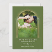 Foto Lijst Persoonlijk Olive Green Gold Elegant Save The Date (Voorkant)