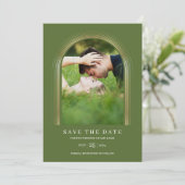 Foto Lijst Persoonlijk Olive Green Gold Elegant Save The Date (Staand voorkant)