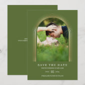Foto Lijst Persoonlijk Olive Green Gold Elegant Save The Date (Voorkant / Achterkant)