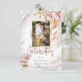 Foto Lijst Rustic Burgundy Pink Ivory Pampas Gras Kaart (Staand voorkant)