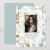 FOTO-LIJST | Stamblauwe Waterverf Eucalyptus Kaart (Voorkant / Achterkant)