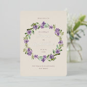 Foto Lila Paars Botanical Wreath Wedding Folie Uitnodiging (Staand Voorkant)