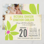 Foto Limoen Stillzed Daisy Wedding Invitations Kaart (Voorkant / Achterkant)