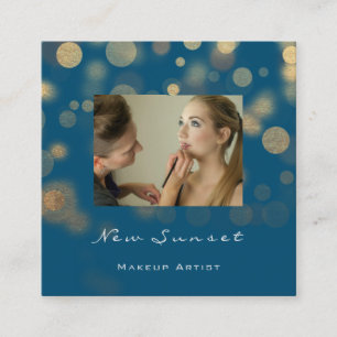 Foto Linnen Make-up Artiest Professioneel Blauw Go Vierkante Visitekaartje
