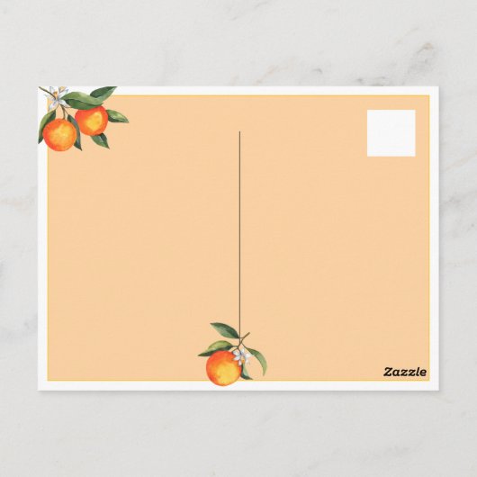 Foto Little Cutie Orange 1e verjaardagsuitnodiging Briefkaart (Achterkant)