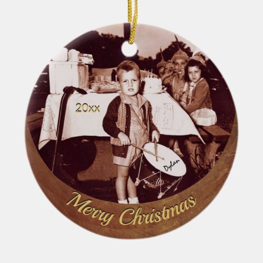 Foto Little Drummer Boy c 1930s Personal Keramisch Ornament (Voorkant)