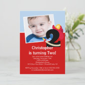 Foto Little Firefighter Boy 2de Birthday Party Kaart (Staand voorkant)