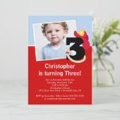 Foto Little Firefighter Boy Third Birthday party Kaart (Staand voorkant)