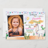 Foto: Llama verjaardaguitnodiging Alpaca uitnodigi Kaart (Voorkant)