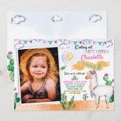 Foto: Llama verjaardaguitnodiging Alpaca uitnodigi Kaart (Voorkant / Achterkant)