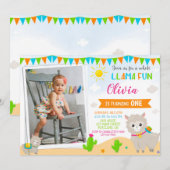 Foto: Llama verjaardaguitnodiging Alpaca uitnodigi Kaart (Voorkant / Achterkant)