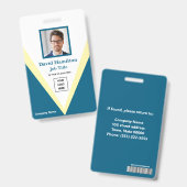 Foto Logo Barcode Blauw Wit Geel Geometrisch Badge (Voor- en achterkant)
