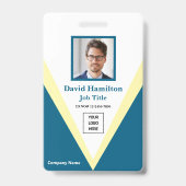 Foto Logo Barcode Blauw Wit Geel Geometrisch Badge (Voorzijde)