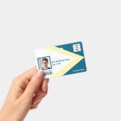 Foto Logo Barcode Blauw Wit Geel Geometrisch Badge (Handheld)