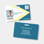 Foto Logo Barcode Blauw Wit Geel Geometrisch Badge (Voor- en achterkant)