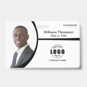 Foto Logo Barcode Employee Black and White Badge (Voorzijde)