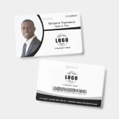 Foto Logo Barcode Employee Black and White Badge (Voor- en achterkant)