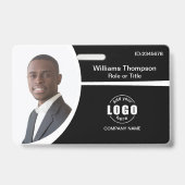 Foto Logo Barcode Employee Black and White Badge (Voorzijde)