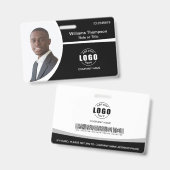 Foto Logo Barcode Employee Black and White Badge (Voor- en achterkant)